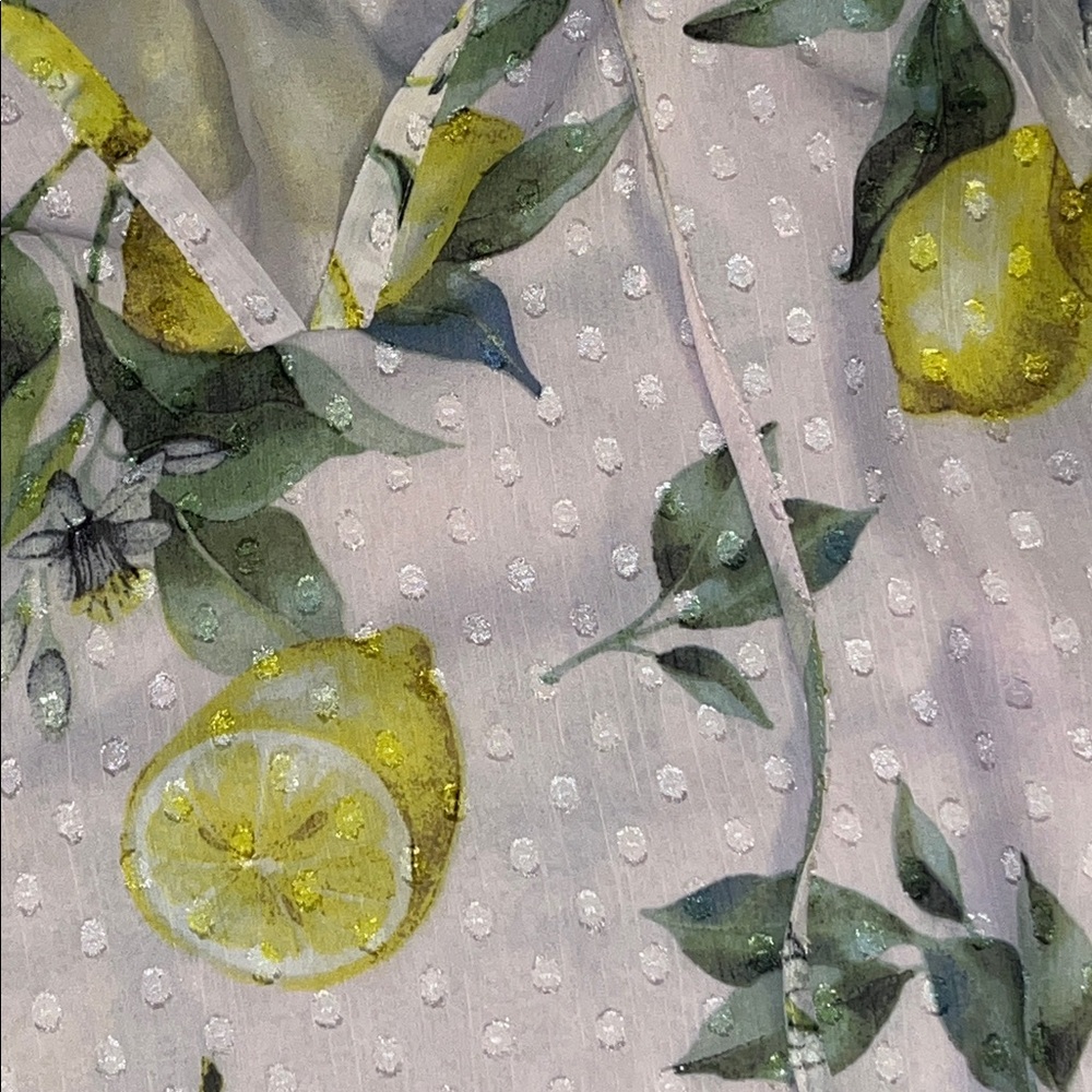 Joie Lemon Print Blouse with Green Leaves - Picture 2 of 7